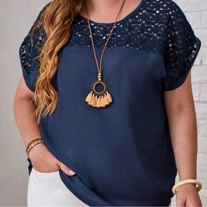 Laced Top with Cuffed Sleeves